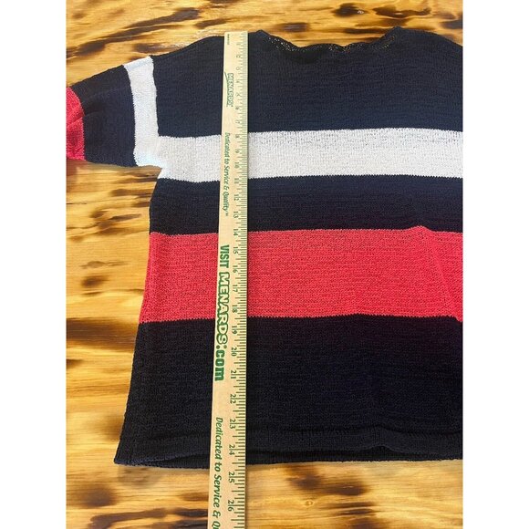 Chaps Pull Over Red White Blue Size XL Sweater 3/4 Sleeve Striped Nautical City - Picture 3 of 10